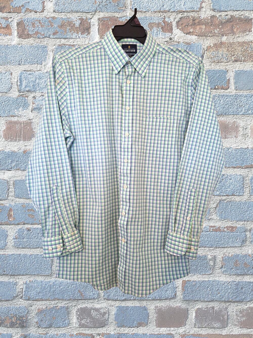 Stafford Men's Comfort Stretch Long Sleeve Button Down Shirt 16.5 neck